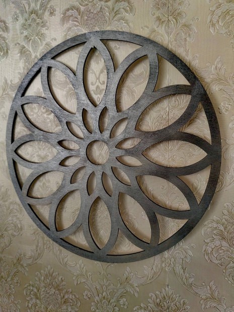 Metál szürke mandala falidísz