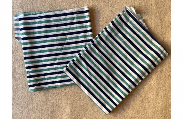 Méteráru textil (karton, zöld, kék, fehér) csíkos