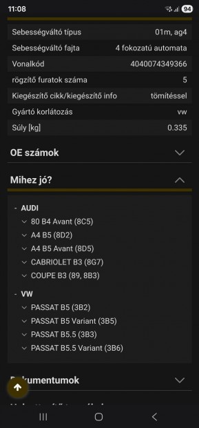 Meyle automatavlt szr passat b5 audi a4 b5