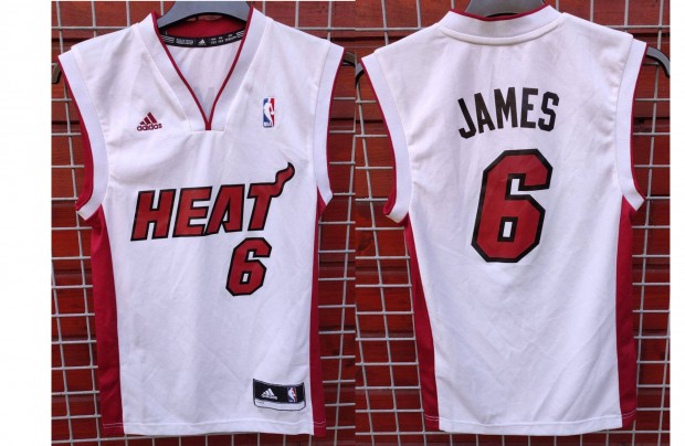 Miami Heat - Lebron James eredeti adidas fehér NBA kosaras mez (2XS)