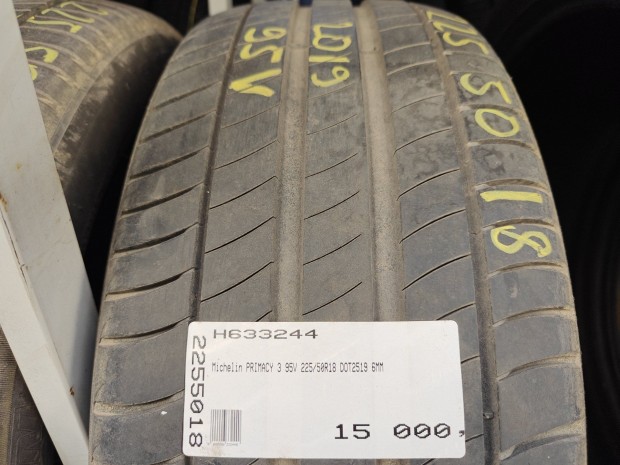 Michelin PRIMACY 3 95V 225/50R18 DOT2519 6MM HASZNÁLT NYÁRIGUMI V 95