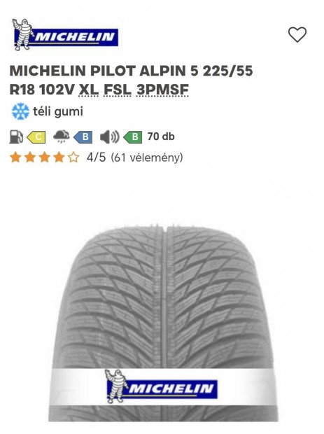 Michelin Pilot Alpin 5 Tli gumiabroncs
