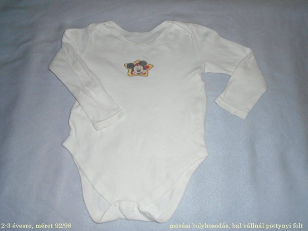 Mickey egér mintás hosszú ujjú body 2-3 évesre méret 92 / 98