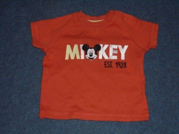 Mickey egér mintás narancssárga póló 3-6 hó (méret 68)
