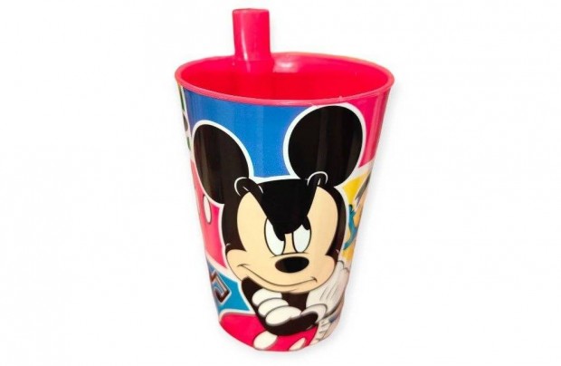 Mickey egér szívószálas műanyag pohár fiúknak 260 ml