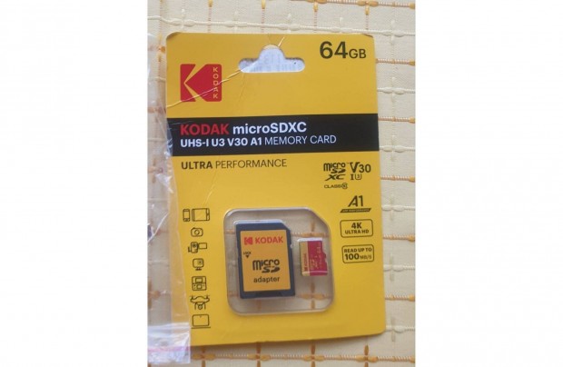 Micro SD krtya 64Gb mikr sd Kodak adapterrel Vadij