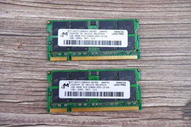 Micron 2GB /2X1GB/ DDR2 laptop memria 667MHz MT16HTF12864HY-667B3