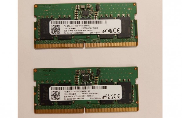 Micron 8GB DDR5 4800Mhz RAM - 2x8GB - notebook memria