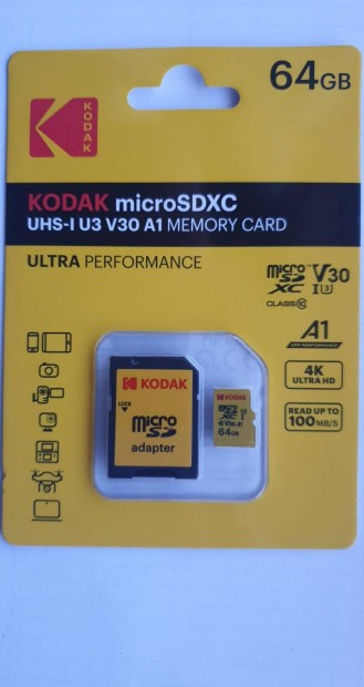 Microsdxc krtya ajndk Sd adapterrel, bontatlan, Kodak 64gb