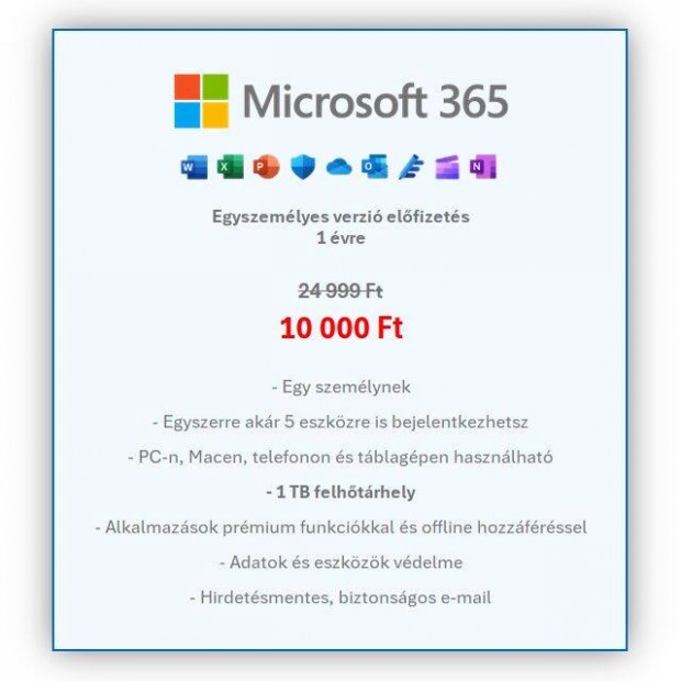 Microsoft 365 (Office) 1 ves elfizets