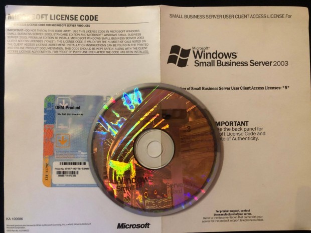 Microsoft Windows Small Business Server 2003 + 5 CAL licensz