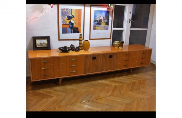 Mid Century extra long sideboard, hossz, fikos komd