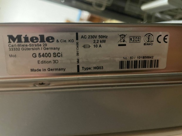 Miele G5400 SCI Edition 3D Mosogatgp