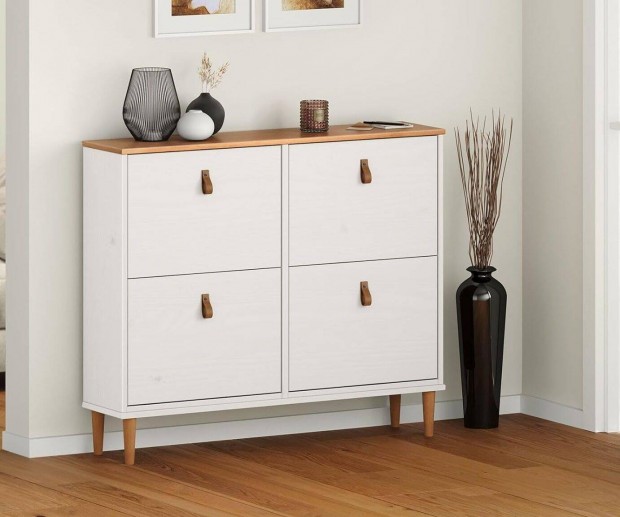 Mikka 4 rekeszes cip�sszekr�ny/kom�d (feh�r-barna) 84043