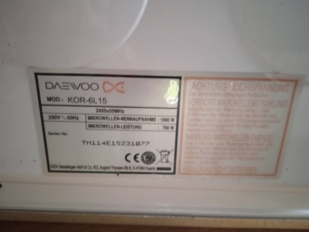 Mikrohullámú sütő Daewoo