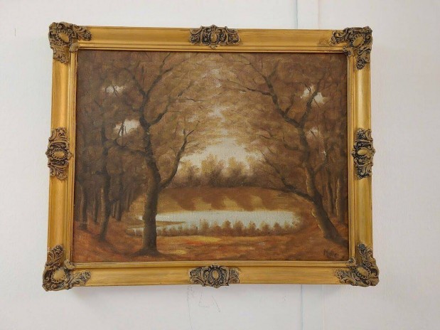 Mille jelzéssel: őszi tájkép kb. 55 X 45 cm nagyságú