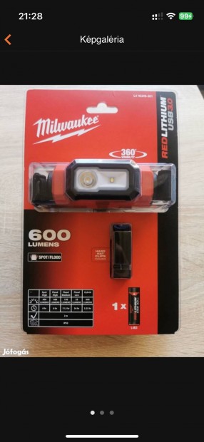Milwaukee L4 HL-VIS-301 Akkus Ujratltheto USB Fejlmpa