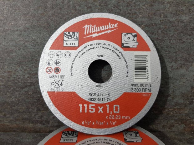 Milwaukee Sarokcsiszol vgkorong 115mm x 1mm