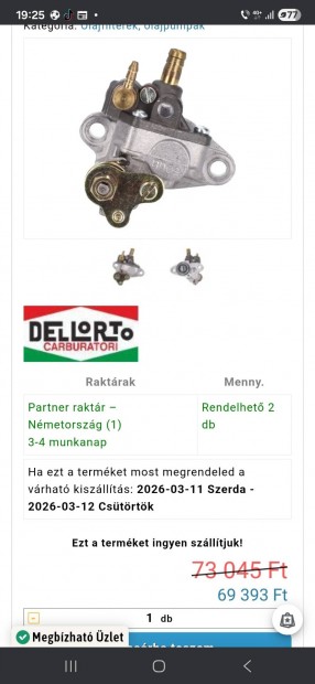 Minarelli Am6 olajpumpa dellorto