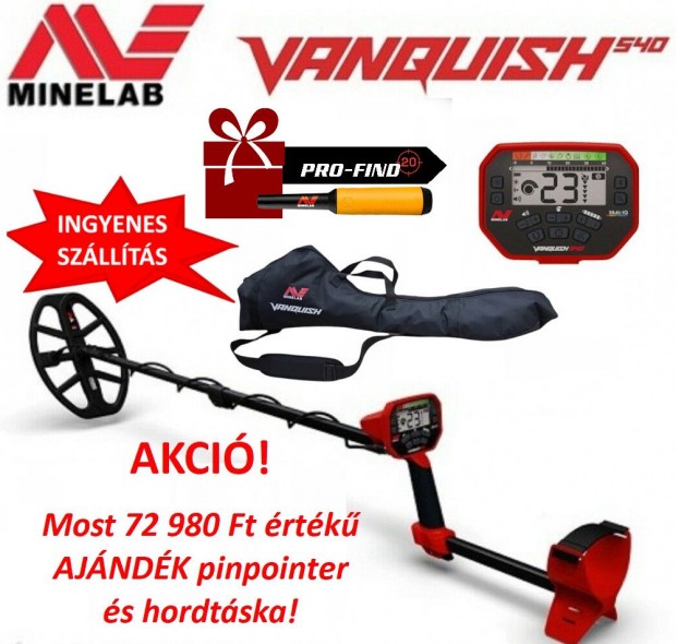 Minelab Vanquish 540 fmdetektor fmkeres + ajndk Pro-Find 20 pinp