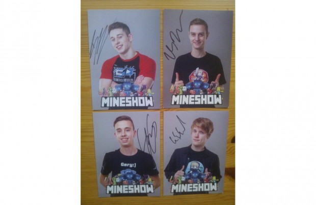 Mineshow Minecraft 4 db autogramkrtya eredeti alrssal