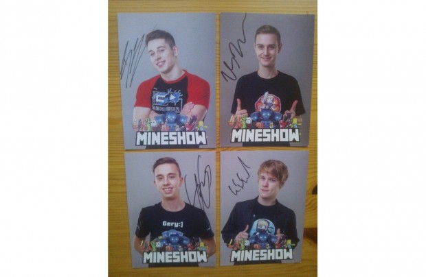 Mineshow Minecraft 4 db autogramkrtya eredeti alrssal!