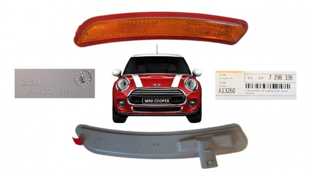 Mini Cooper F55 F56 F57 jobb első oldaljelző lámpa Új 729833807RH