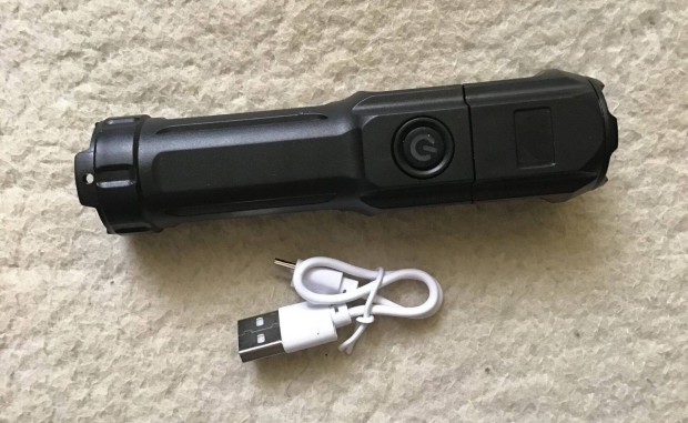 Mini jratlthet LED zseblmpa, ABS, fekete, usb tlts