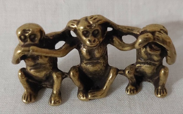 Miniatűr sárgaréz három majom