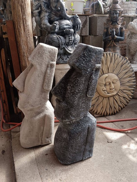 Miniml Kerti Moai szobor Antracit szrke Fagyll mk ! Nem beton !