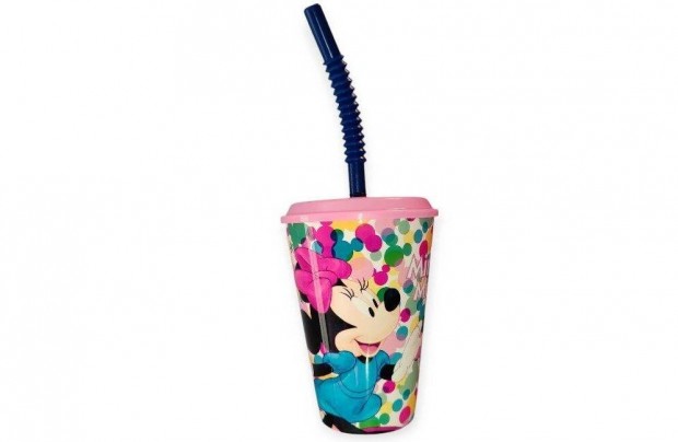 Minnie egér műanyag pohár szívószállal 430 ml