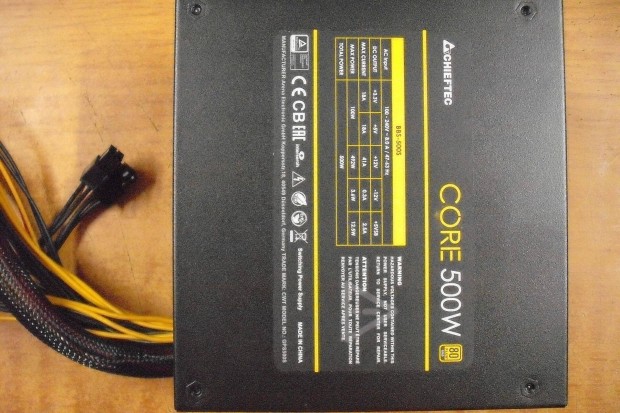 Minőségi (80+GOLD) Chieftec 500W-os tápegység Féláron!!!!
