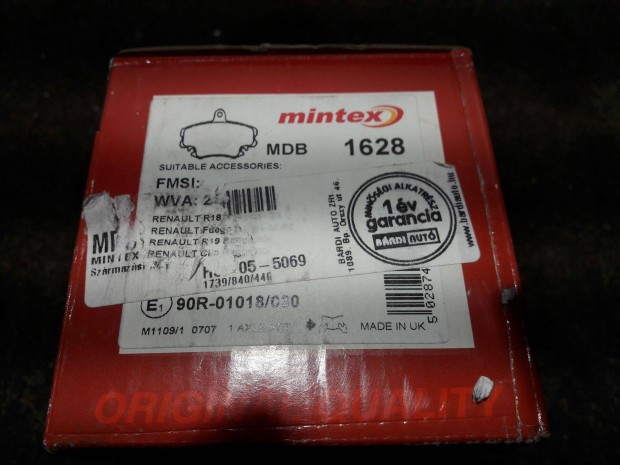 Mintex MDB1628 Fkbett kszlet Renault