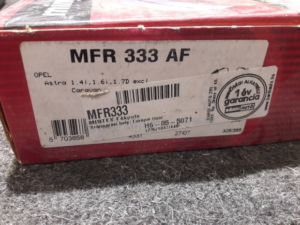 Mintex MFR333 hts fkbett kszlet Opel Astra