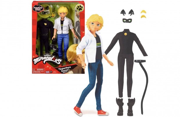 Miraculous Ladybug Cat Noir Superhero Secret baba 26 cm Bandai