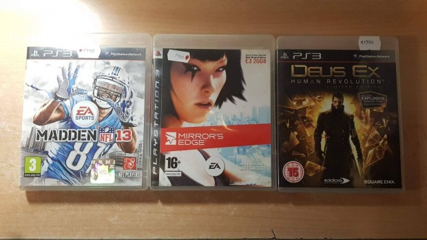 Mirror's Edge, Madden 13, Deus Ex PS3 Playstation 3 jtk !