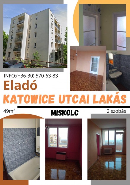 Miskolc, Katowice utcai 2 szobs 49 nm-es laks