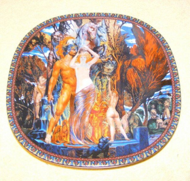 Mitológiai jelenetes porcelán falitányér