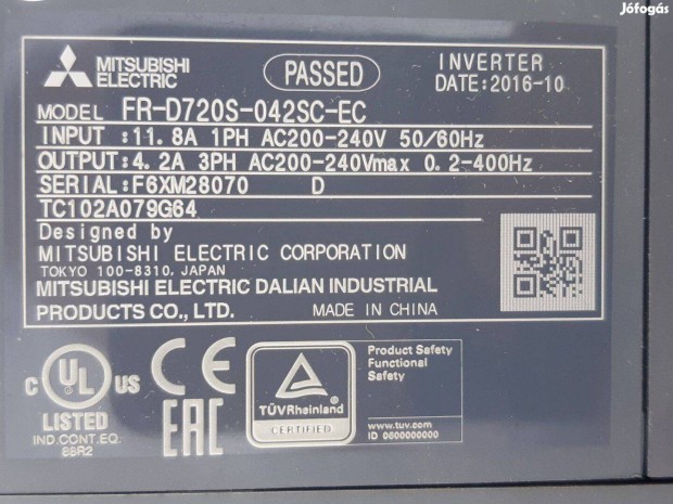 Mitsubishi FR-D720S-042SC-EC frekvenciavlt 1-PH, 750W, 4.2A