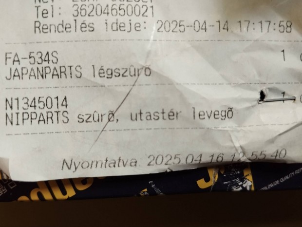 Mitsubishi Lancer levegő szűrő! Japanparts