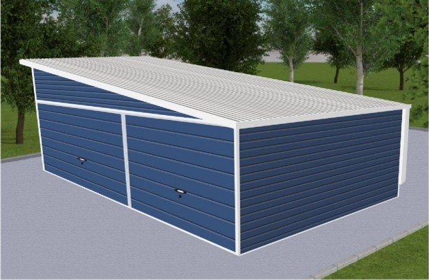 Mobilgarázs, Mobilépület, 6x 5.5 m, 65mT Jobb kék Prémium, ingyenes sz