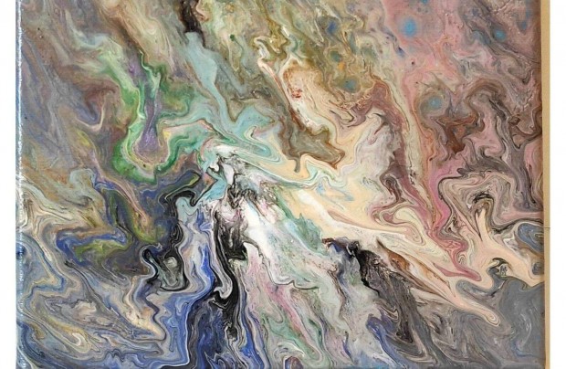 Modern Absztrakt akril kp, festmny 18,5 x 24,5 cm