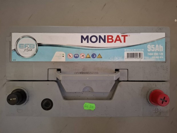 Monbat akkumltor 95ah 740a 12v. 2 v garancia. 