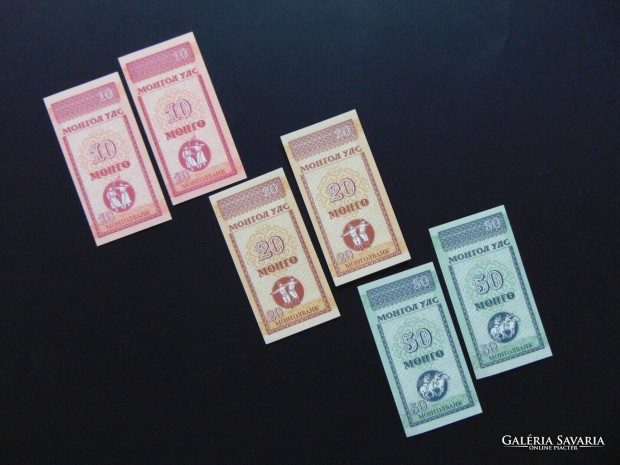 Monglia 3 x 2 darab menge hajtatlan sorszmkvet bankjegyek !