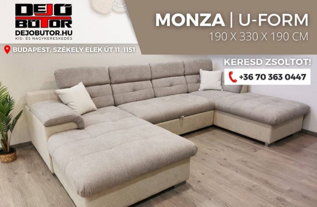 Monza sarok rugs kanap lgarnitra 195x330x195 cm ualak barna krm