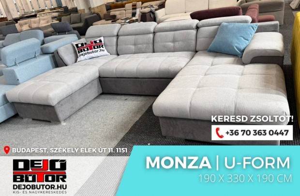 Monza szivacsos sarok kanap lgarnitra 195x330x195 cm ualak gray