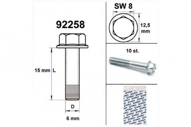 Motorcsavar kulcs 8-as m�ret� M6x 15 ez�st (x10)