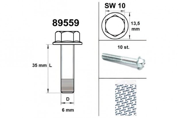 Motorcsavar kulcs m�rete 10 M6x35 ez�st (10 db)