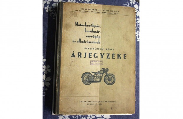 Motorkerkpr, stb. alkatrszeinek kereskedelmi kpes rjegyzke 1958