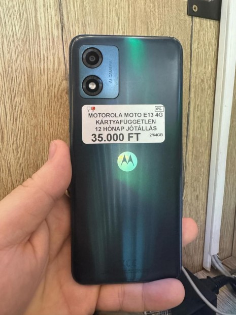 Motorola E13 Krtyafggetlen 64 GB, 12 h garancia